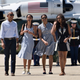 President Barack Obama, daughter Malia Obama, first lady Michelle Obama and daughter Sasha Obama walk to Air Force One at Castle Airport on June 19, 2016, in Merced County, Calif.
BRENDAN SMIALOWSKI/AFP/Getty Images